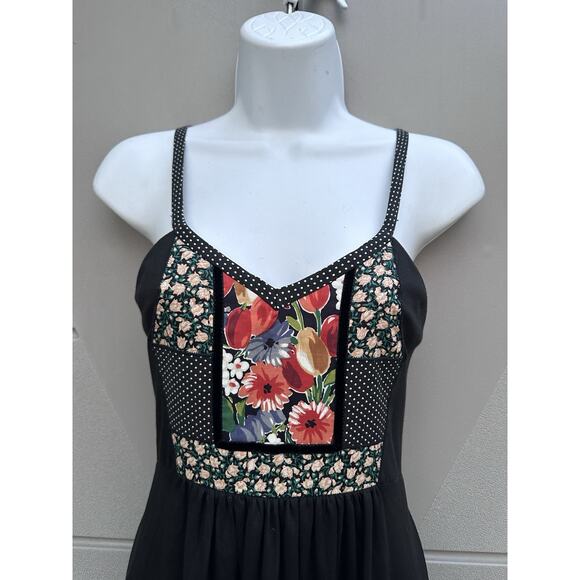 VTG 70s P.J. Walsh NY Boho Maxi Dress Floral Polka Dot Patchwork Sz 6 Union Made - Picture 6 of 15